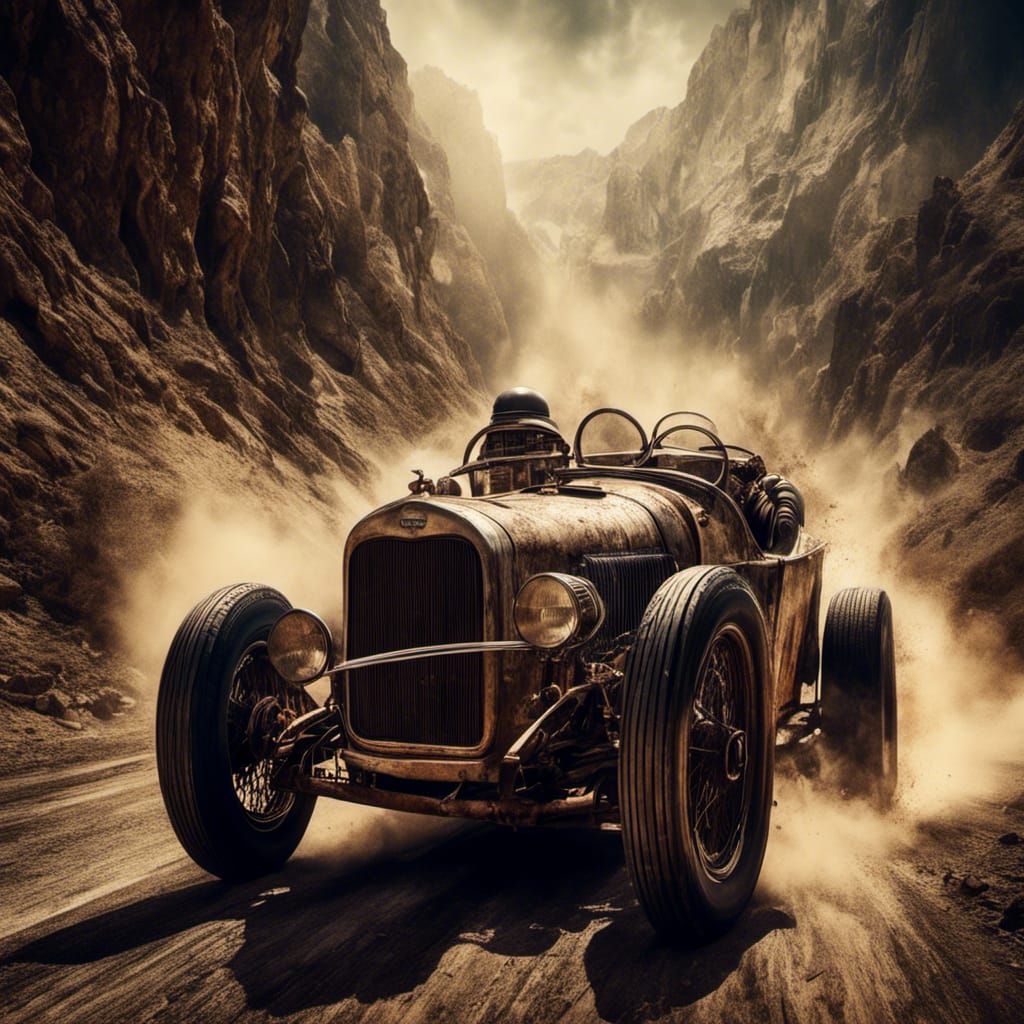 Vintage Drag Racing Poster with Evil Driver