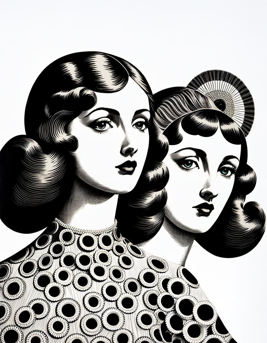 Fornasetti-Inspired Surreal Face Illustration