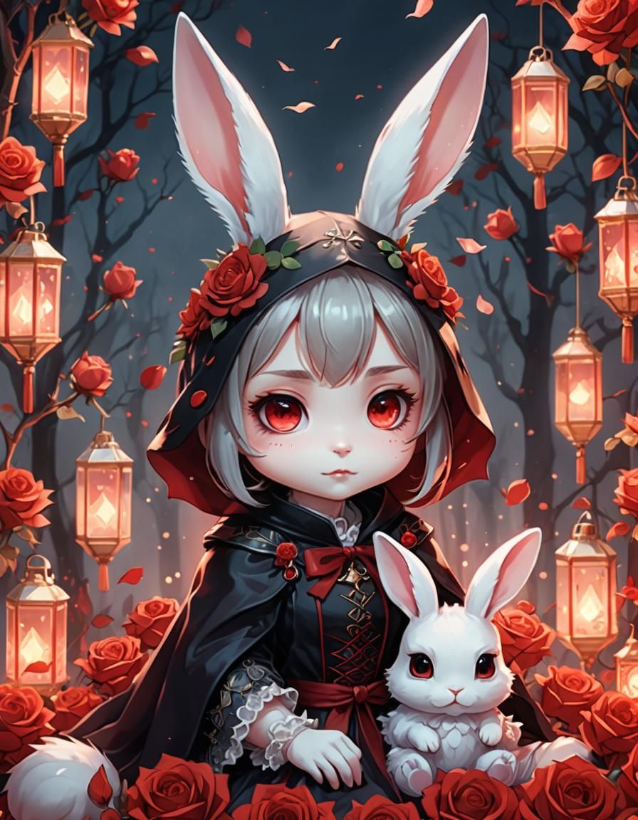 Chibi Vampire Rabbit in Anime Style