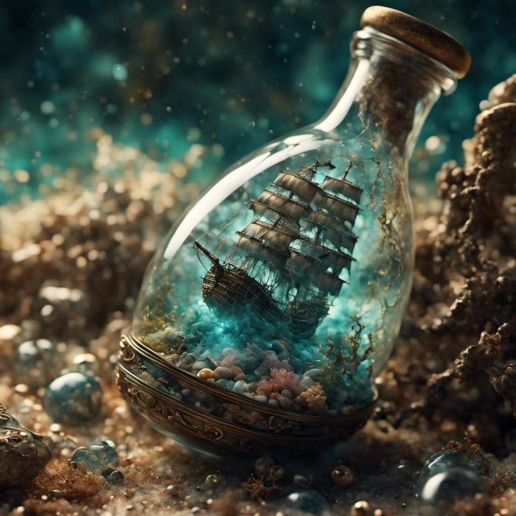 Ghostly Pirate Ship in a Bottle