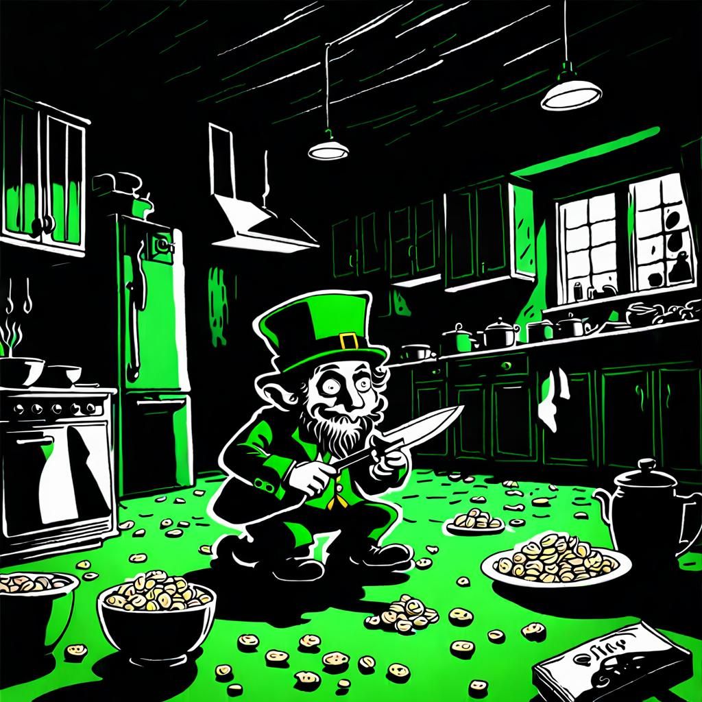 Sinister Leprechaun Cereal Killer in Cartoon Comix Style