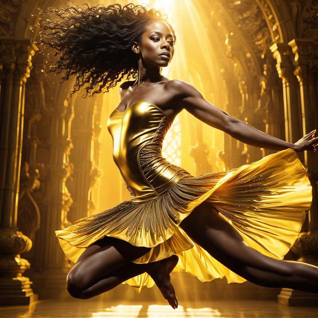 Liquid Gold Dancer Leaping into Sunlight