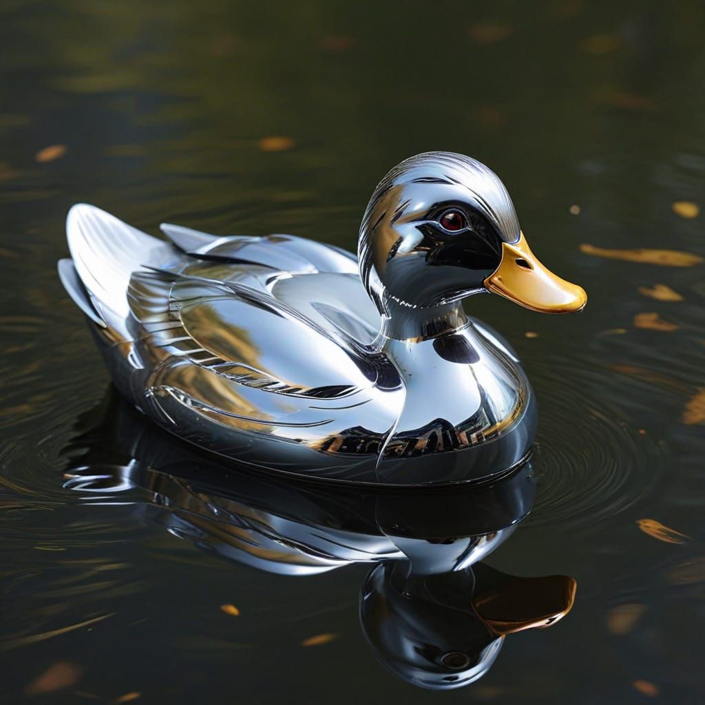 Luxurious Chrome Duck in Metallic Sheen