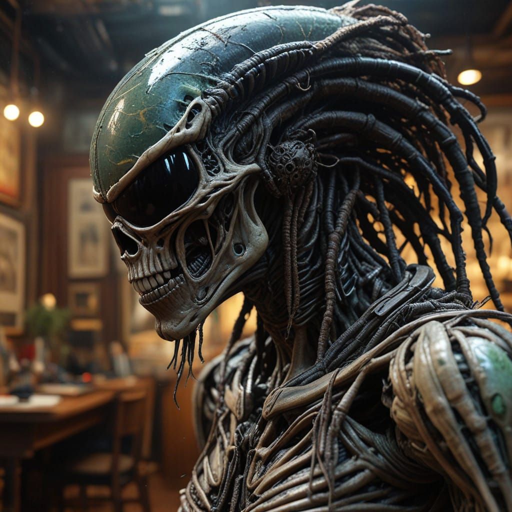 Ethereal Xenomorph Queen in Smoky, Moody Meeting Place