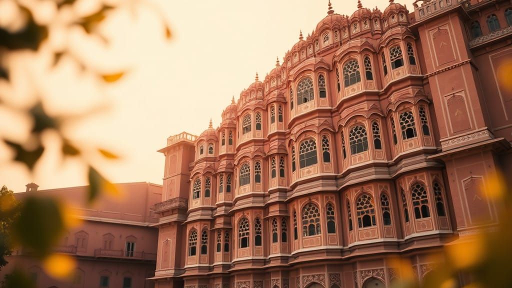 Hawa Mahal Palace in Jaipur with Warm Golden Light