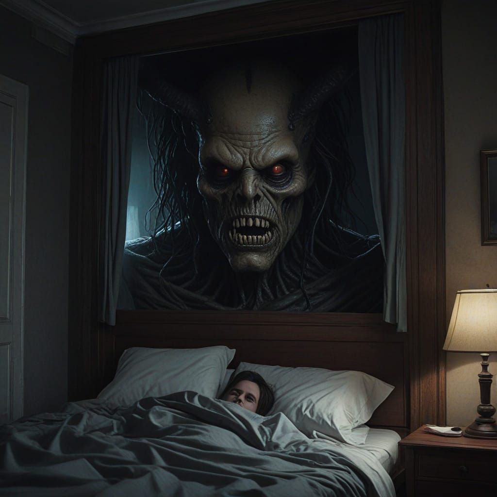 Gothic Sleep Paralysis Demon Emerges from Shadows in Hyper-R...