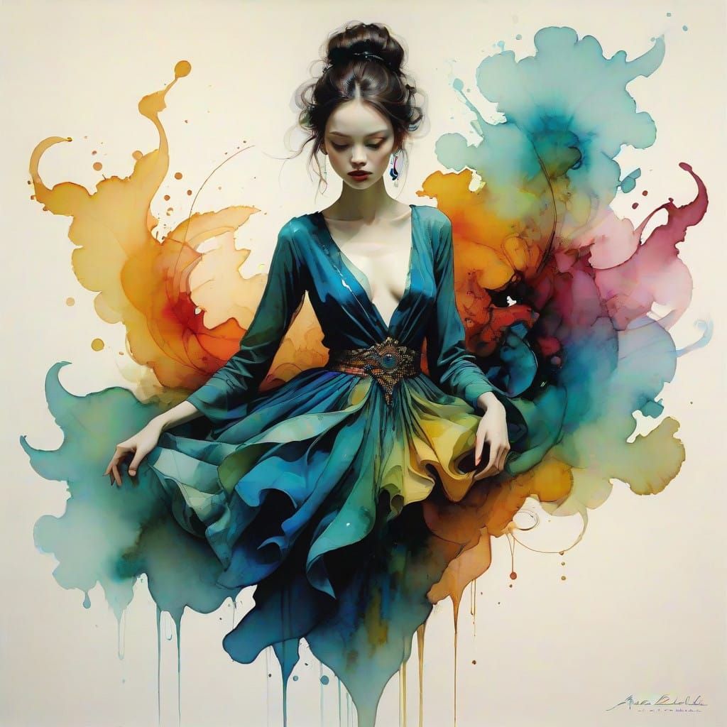 Triadic Colors Dance in Arabesque Ink