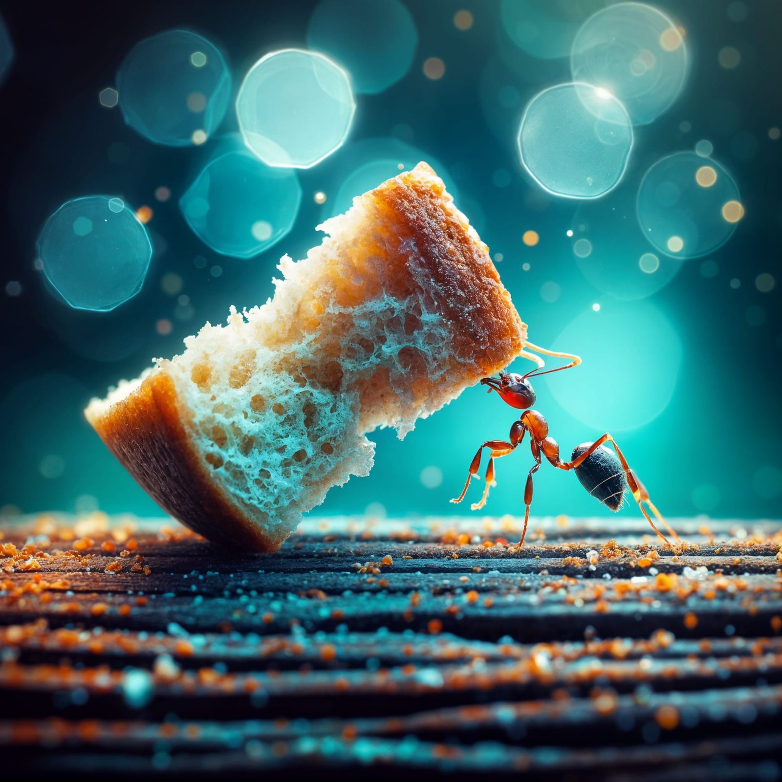 A Mighty Ant's Epic Stride on a Picnic Table