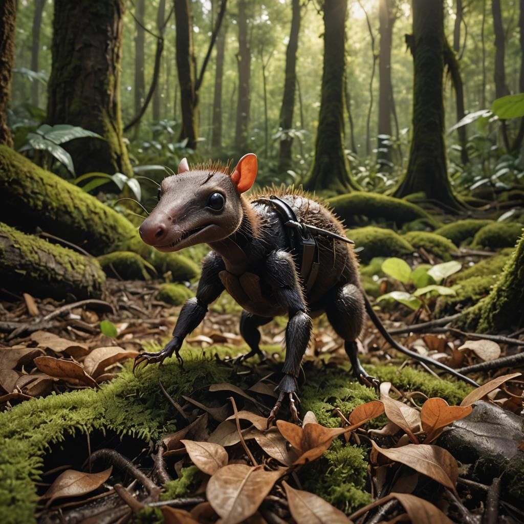 Ant-Sized Anteater Rides Ant Through Woods
