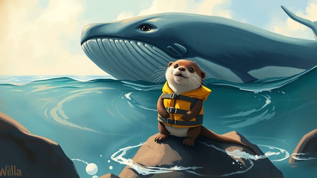 Otter Rescued by Whale in Warm Sunlight