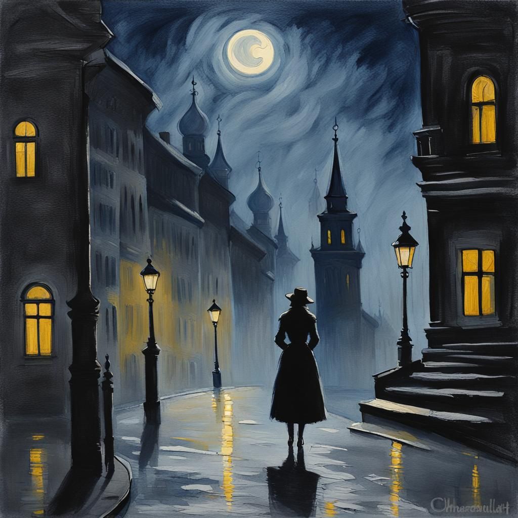 Midnight in Moscow: Woman in a Misty Street