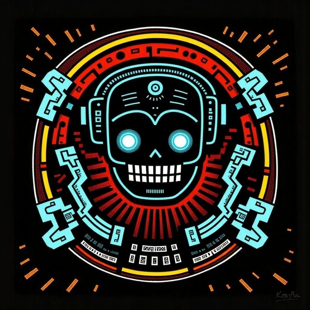 Futuristic Robot Character in Cyberpunk Style