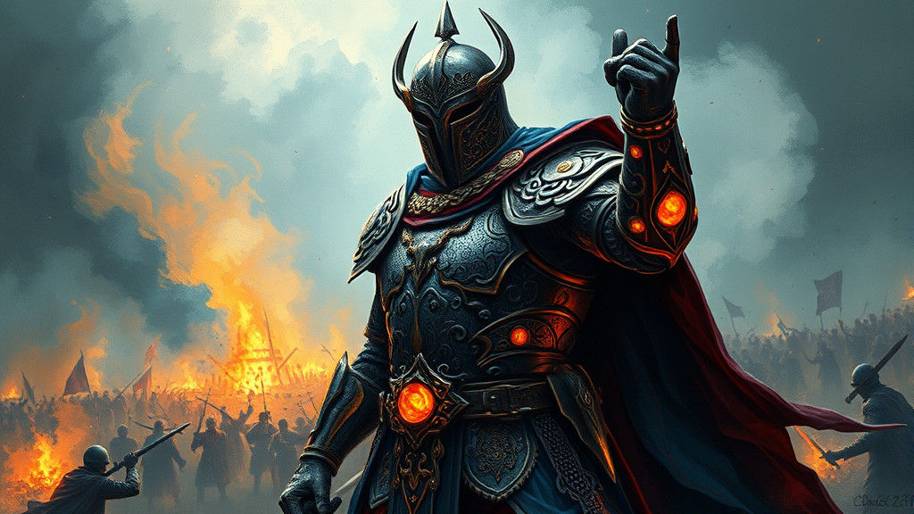 Victorious Celtic Warrior in Fluorescent Impasto Style