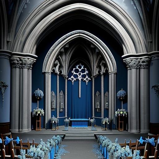 Decaying Gothic Cathedral Altar in Scrapbook Style