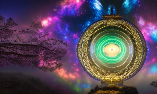 Ethereal Silver Talisman in Iridescent Glass Sphere