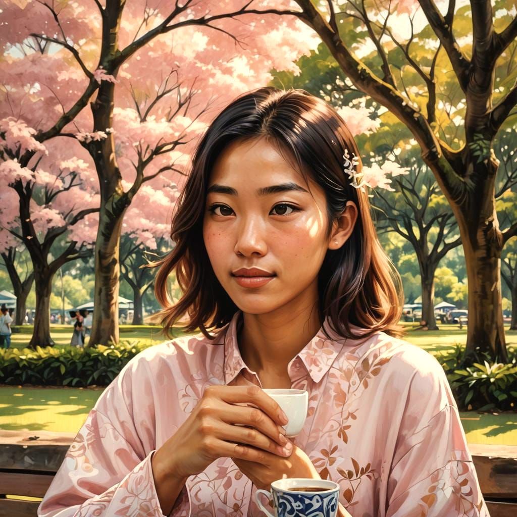 Oriental Beauty in Paramaribo: Anime-Style Portrait