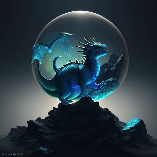 Miniature Dragon in Glass Box: Fantasy Concept Art