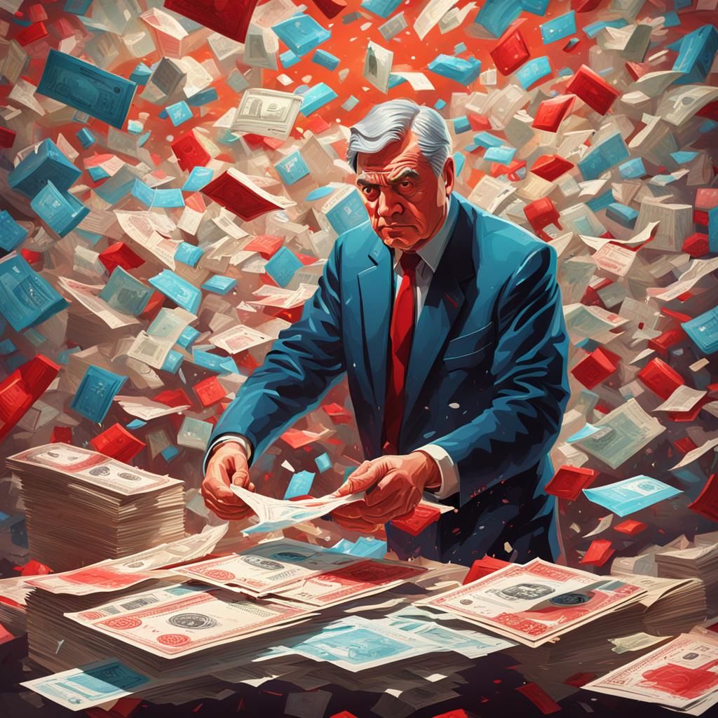 Hyperrealistic Soviet Paper Pusher in Splash Art Style