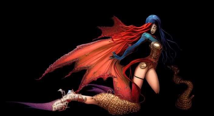 Purgatori in Qajar Art Style with Ghibli Influence