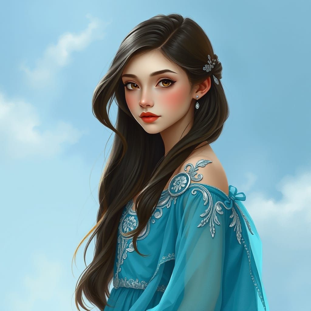 Dreamy Ethereal Concept Art of Teenage Girl in Whimsical Omb...