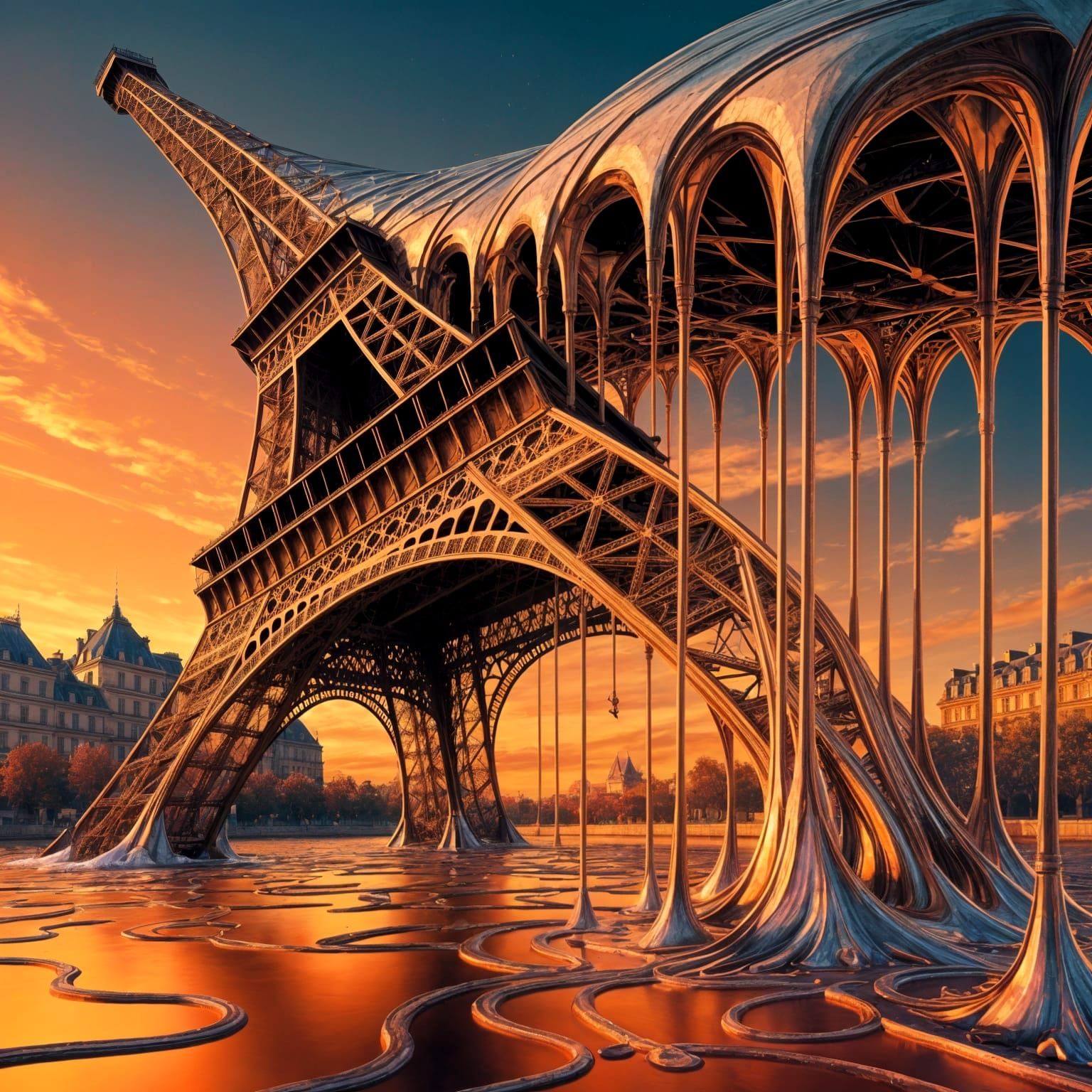 Melting Eiffel Tower: Fantastical Digital Art