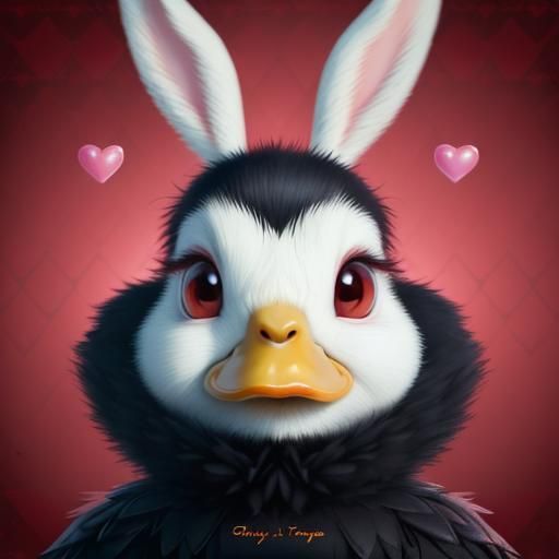 Adorable Rabbit-Duck Hybrid Creature in Pixar Style