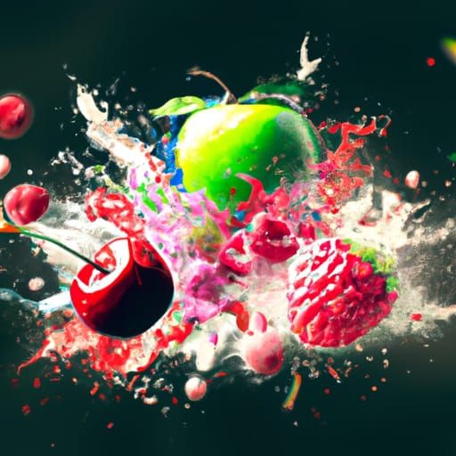 green apple, cherry, and raspberry bomb