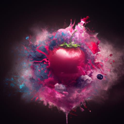 Strawberry Cherry Raspberry Bomb Explosion: Digital Matte Pa...