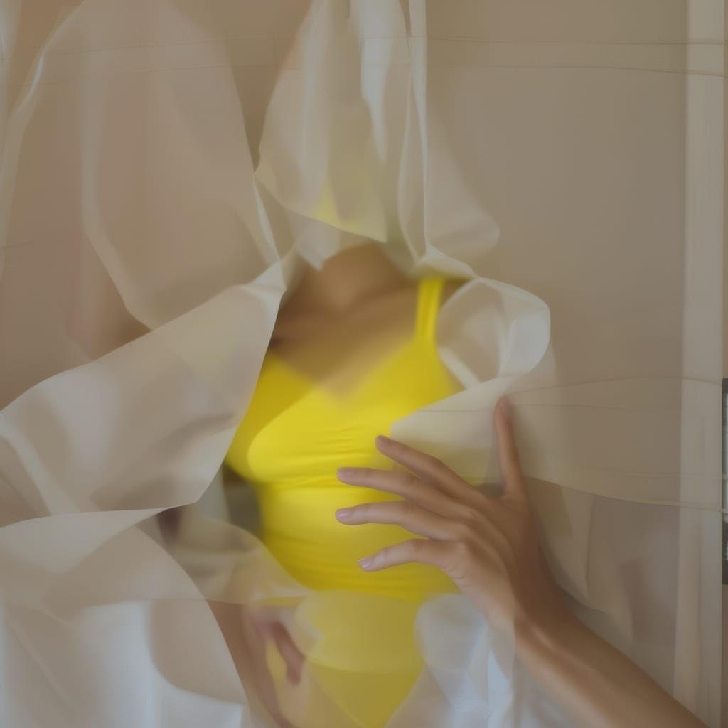 Beautiful Indian Woman in Yellow Skirt at Doorway