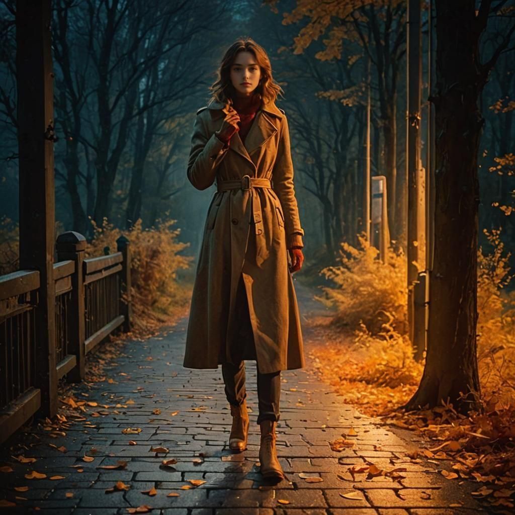 Dramatic Autumn Scene in Cinematic Film Style