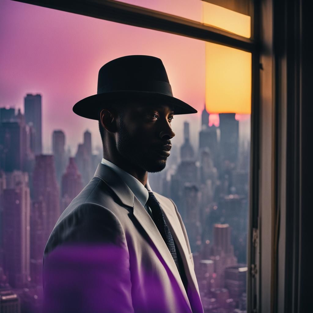 Man in White Shirt Gazing at New York Sunrise