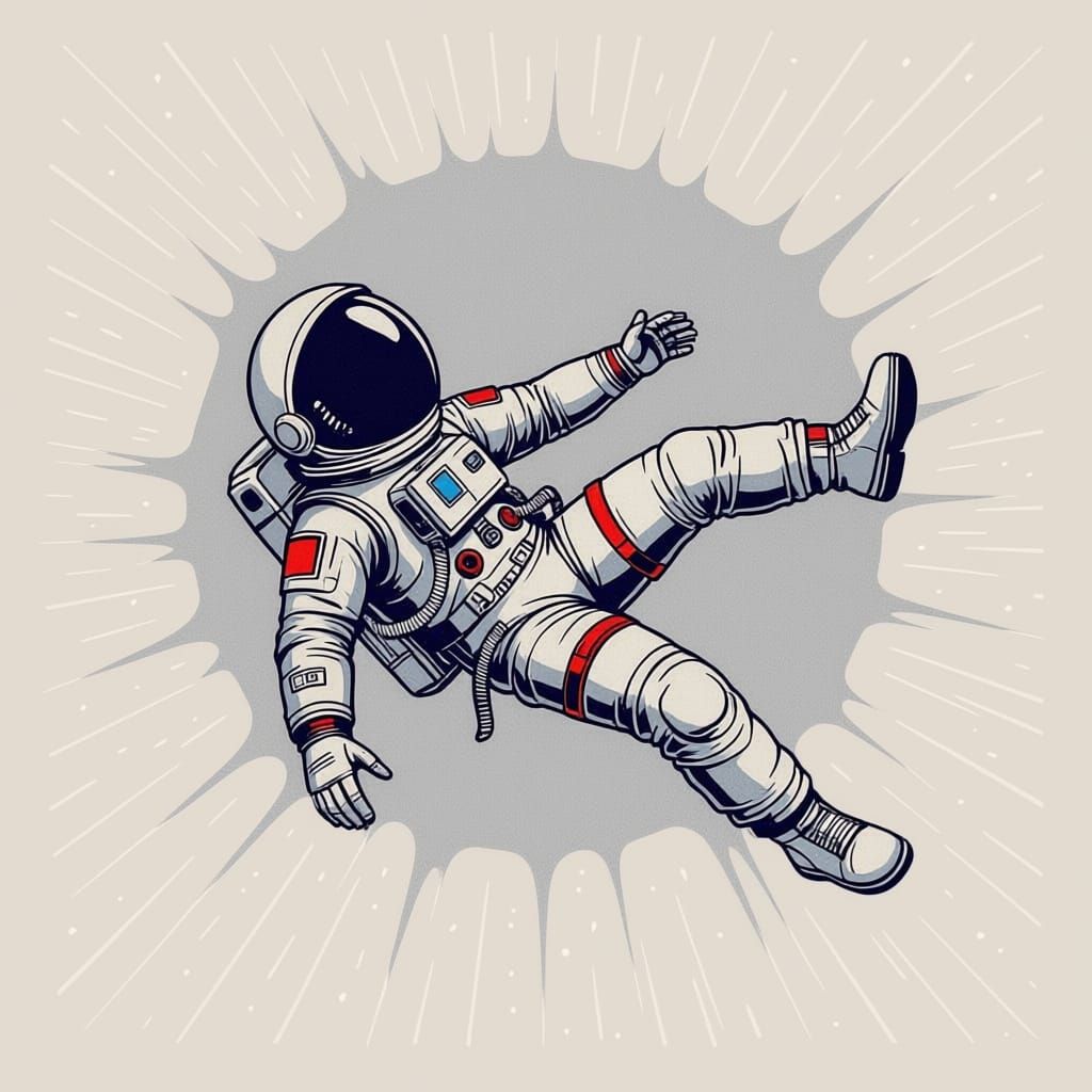 Minimalist Astronaut Logo in Graphic Novel Style