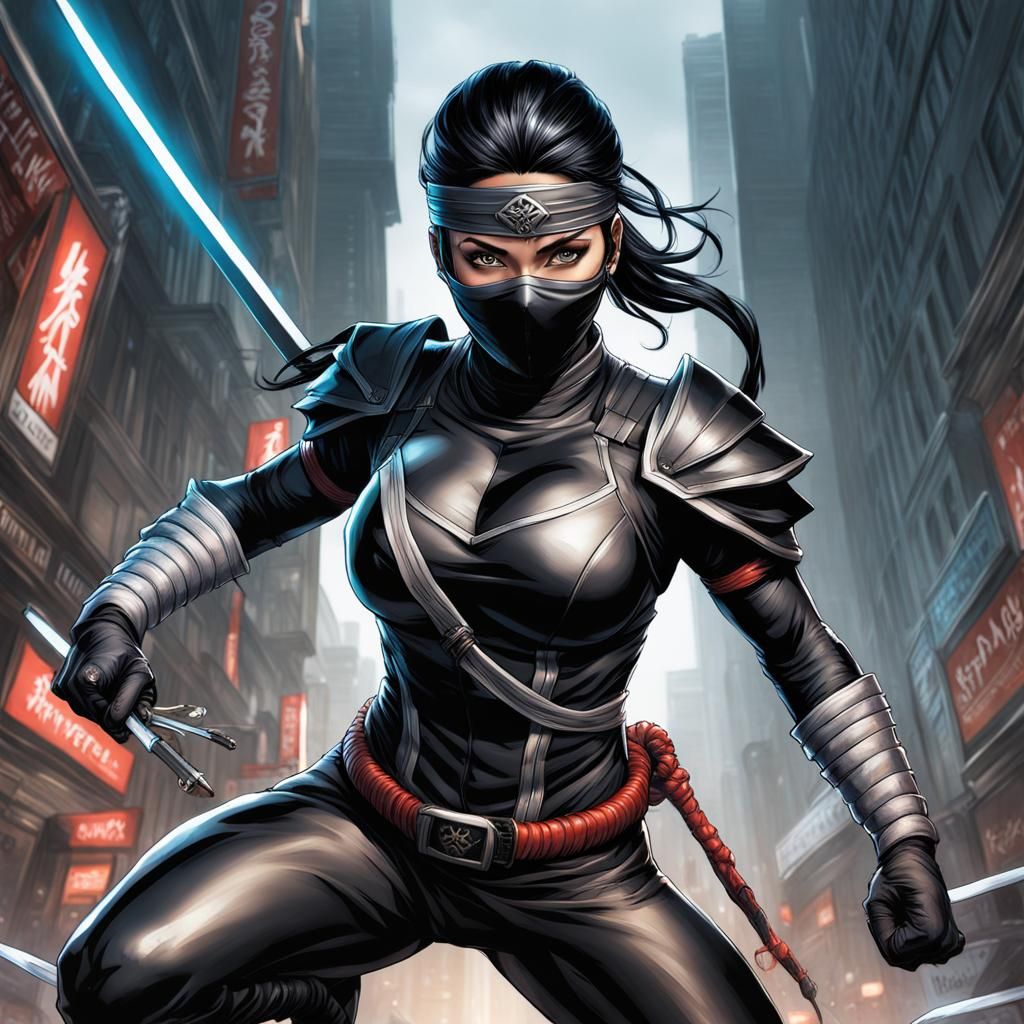 Powerful Guardian Ninja in Comic Book Style