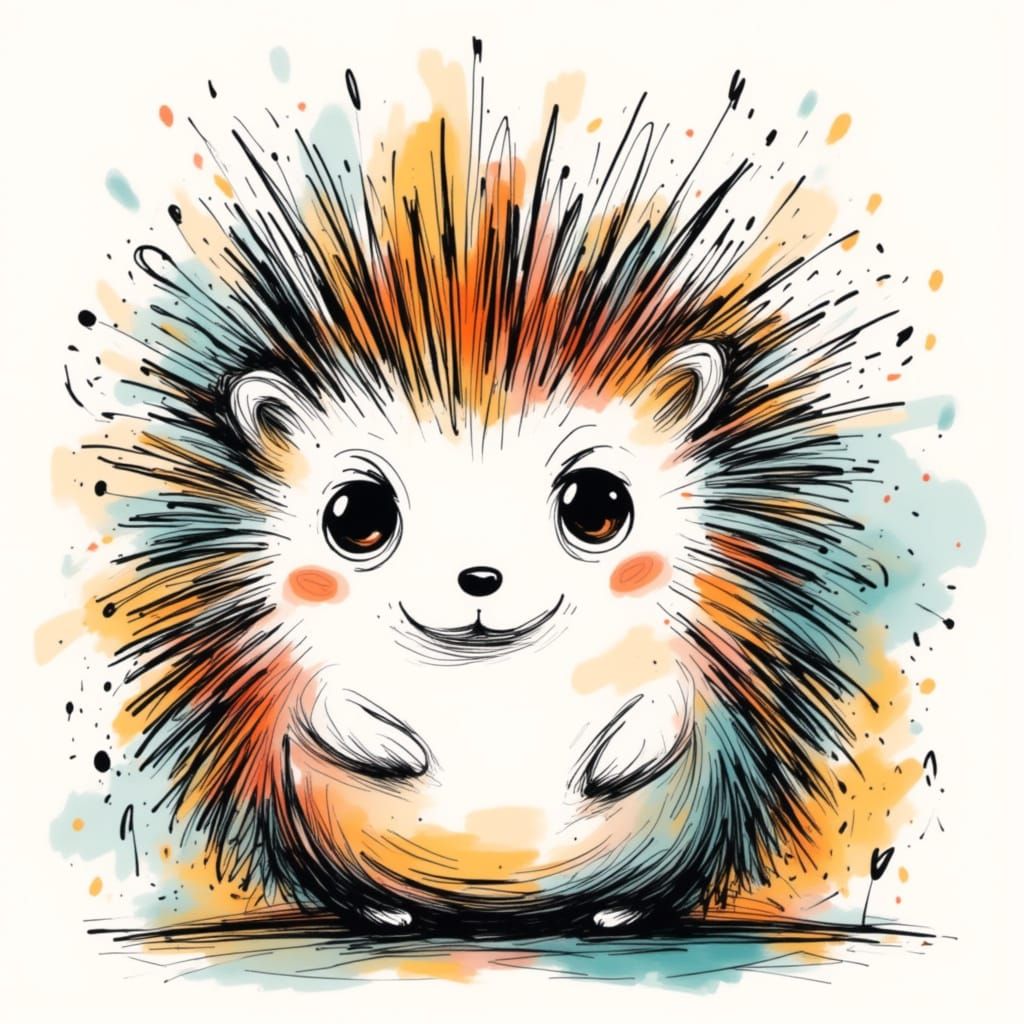 Cute Hedgehog with Googly Eyes in Cartoony Style