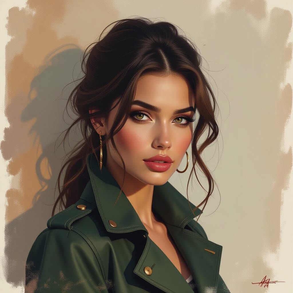 Ethereal Urban Portrait in Expressive Oil and Acrylic Style