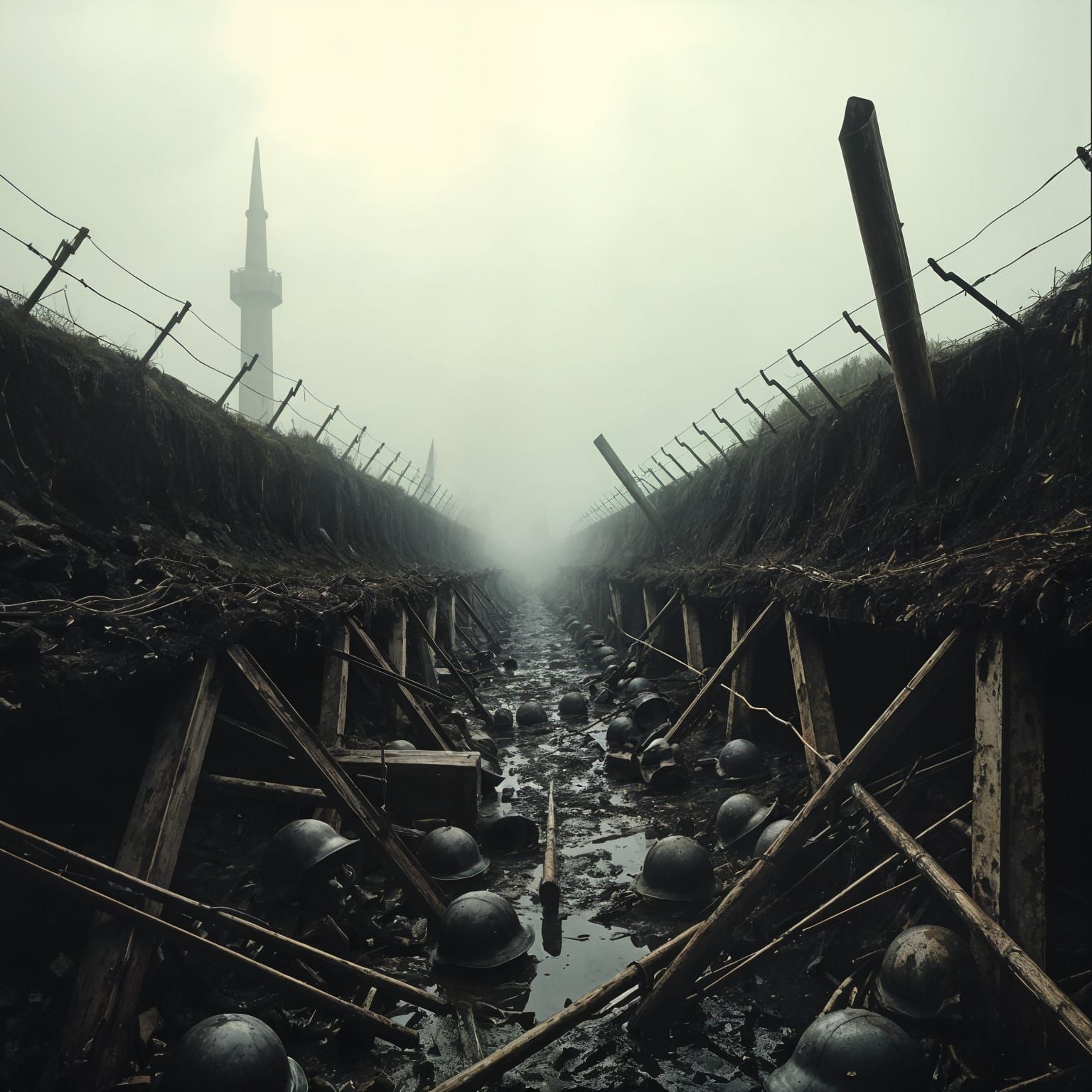 WWII War Trenches in a Haunting, Surreal Landscape