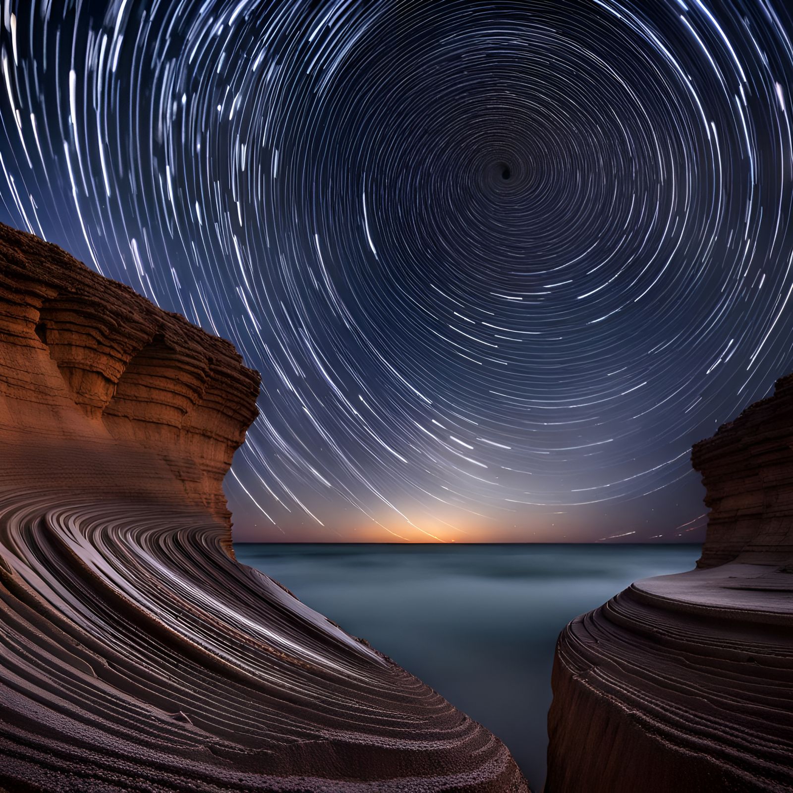 Cosmic Water Spirals Under Starry Skies