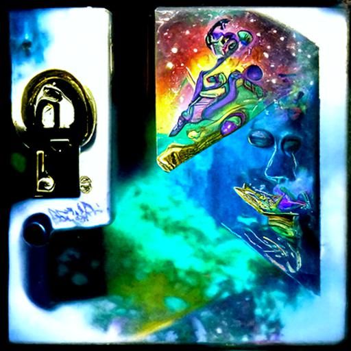 Cosmic Lock and Key: Holographic Astral Illustration