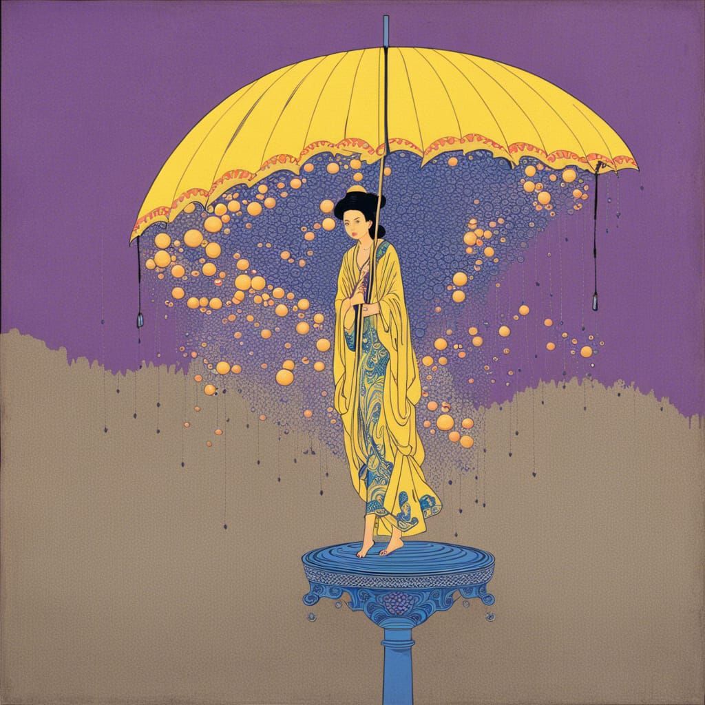 Ukiyo-e Umbrella in Underground Scene