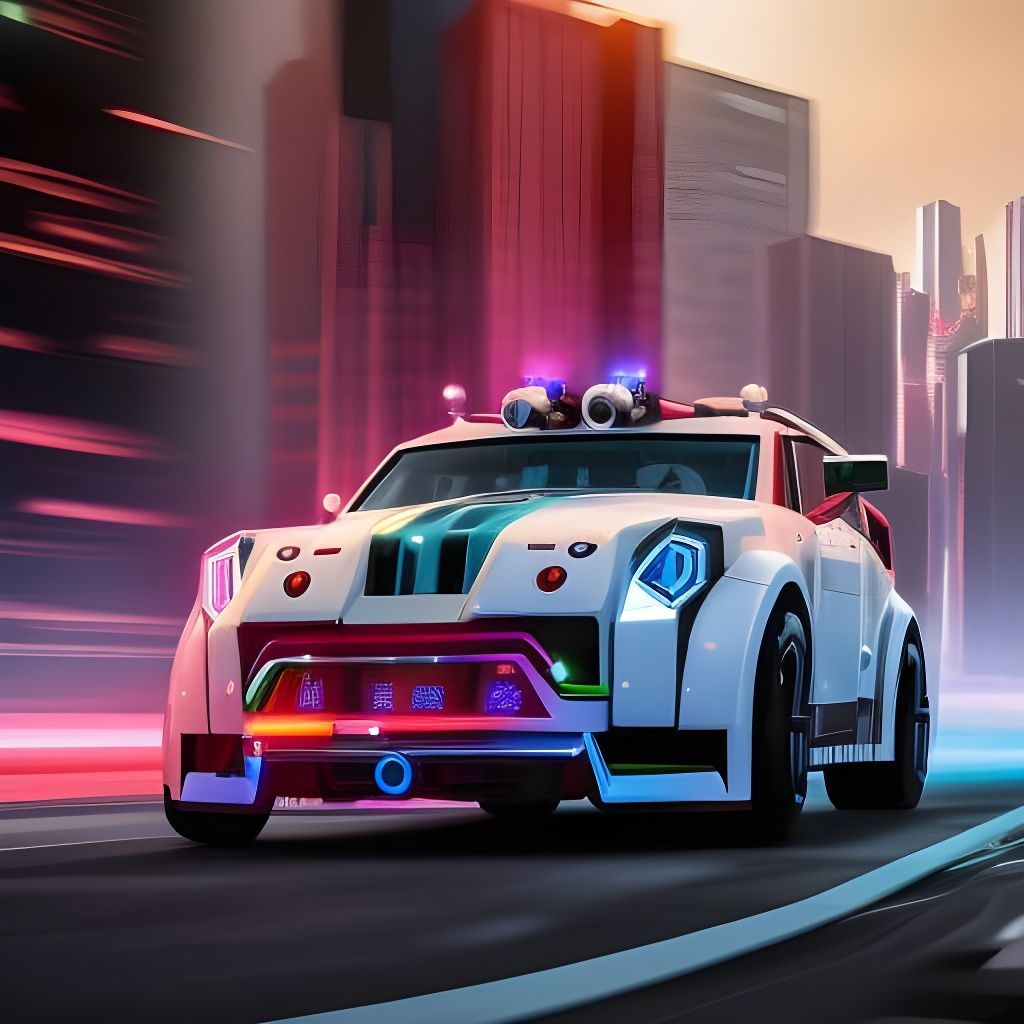 Polar Bear Mecha Car in Graffiti Art Style