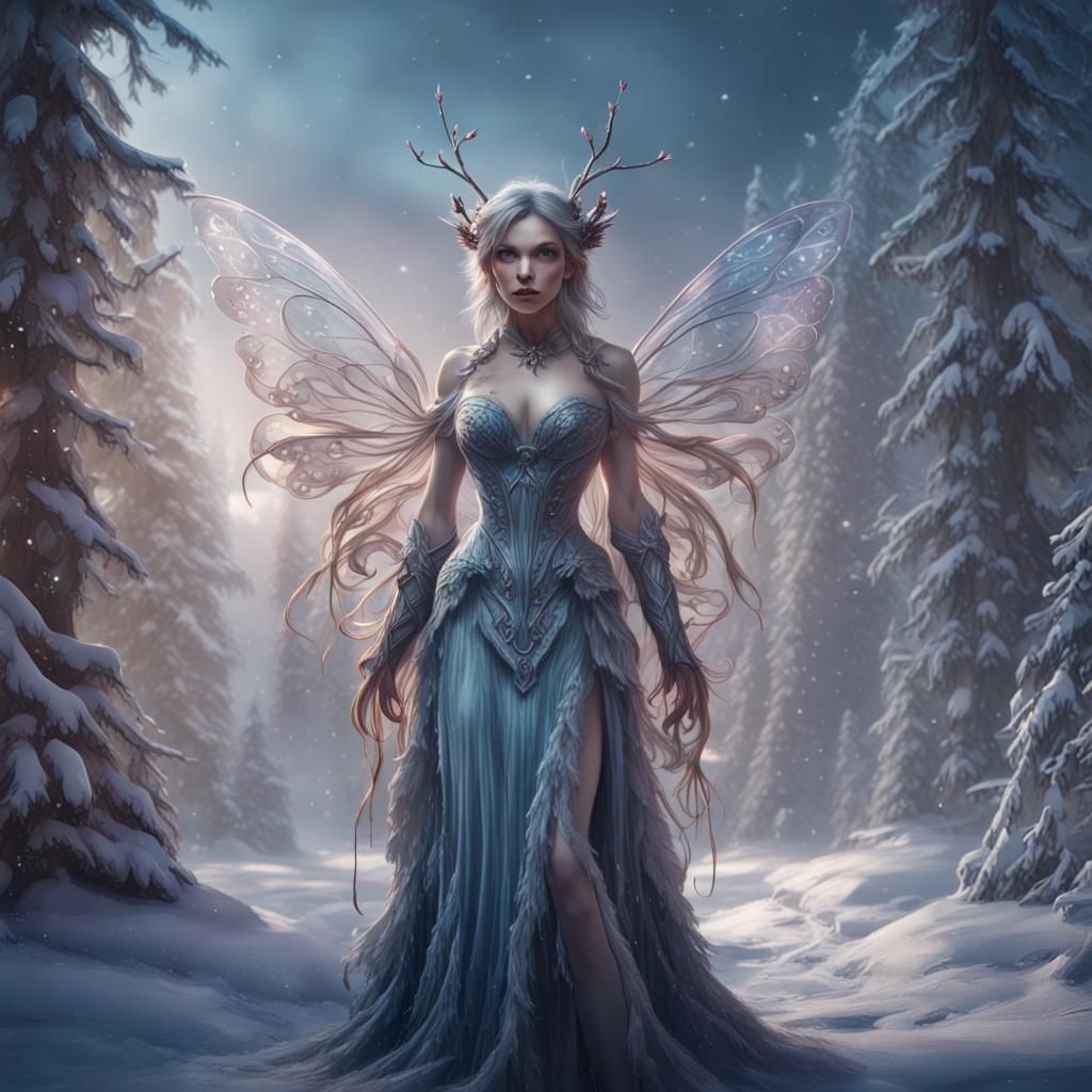 Detailed Winter Fairy Fantasy Concept Art