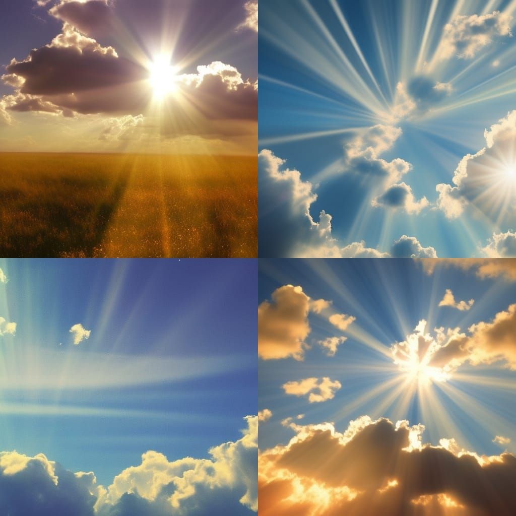 Heavenly Sunshine Beams Through Divine Clouds