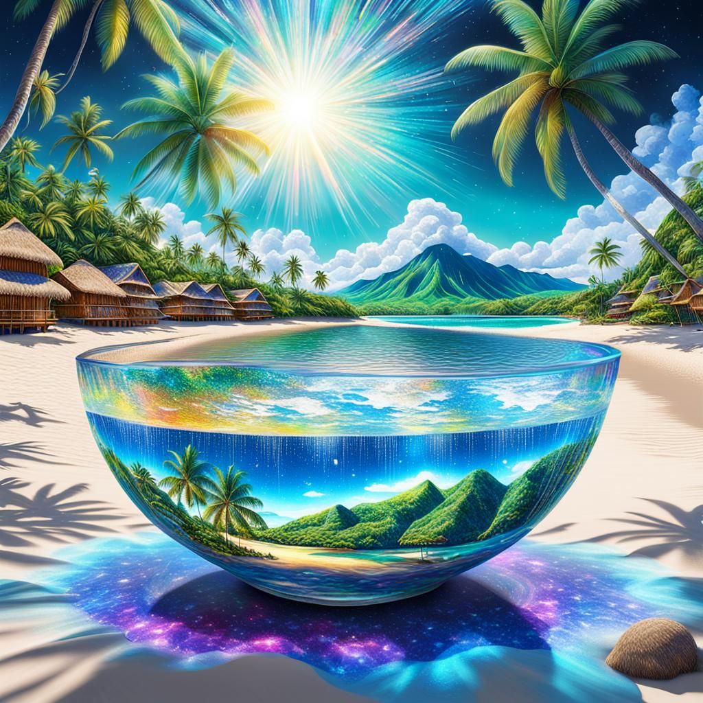Tahiti Beach Paradise in Holographic Astral Style