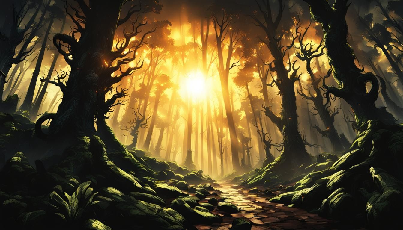 Menacing Living Forest with Angry Faces