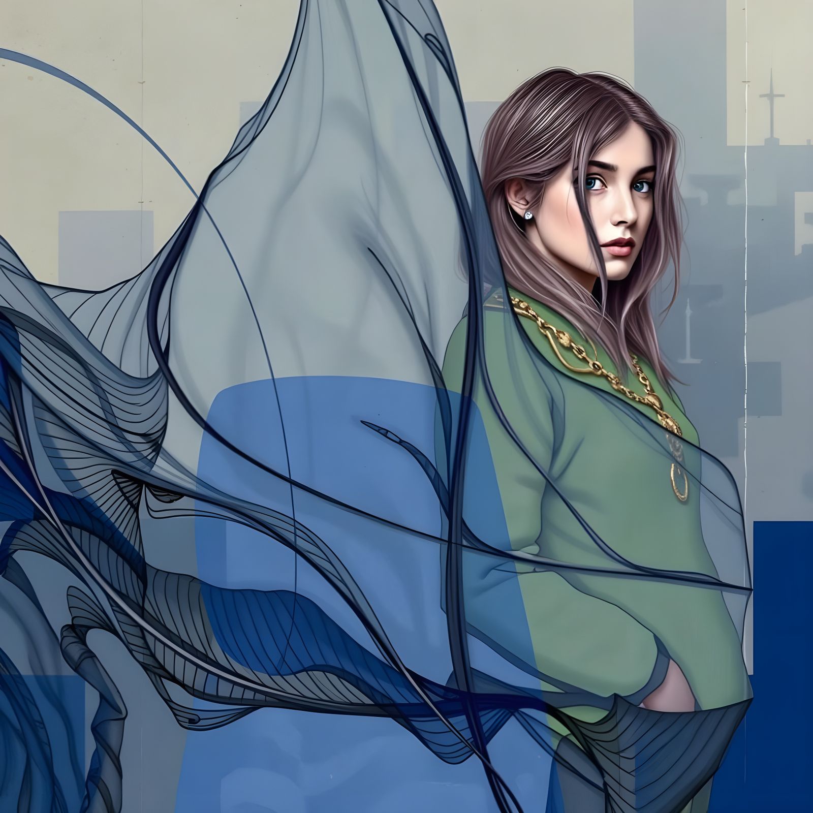 Abstract Ink Art: Blue Song