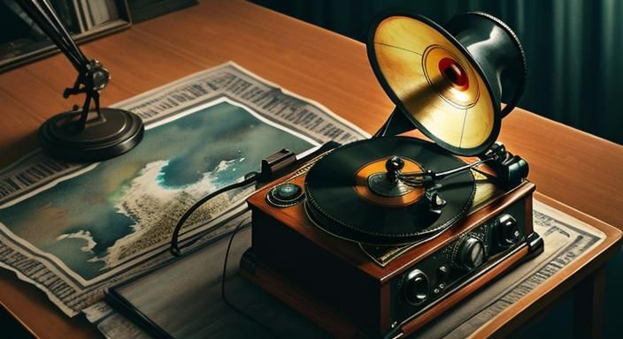 Retro Gramophone as Watercolor Painting