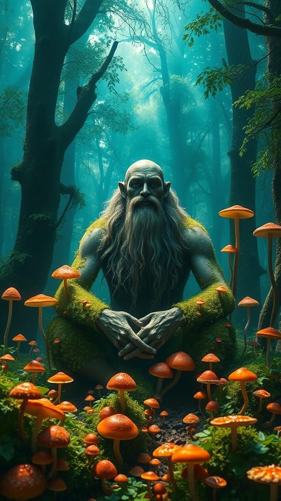 Sage of the Emerald Glade in Cyberpunk Fantasy Style