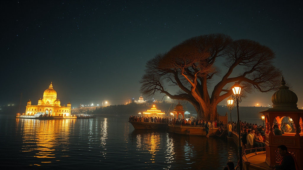Prayagraj Night View: Sangam Glow Under Starry Sky