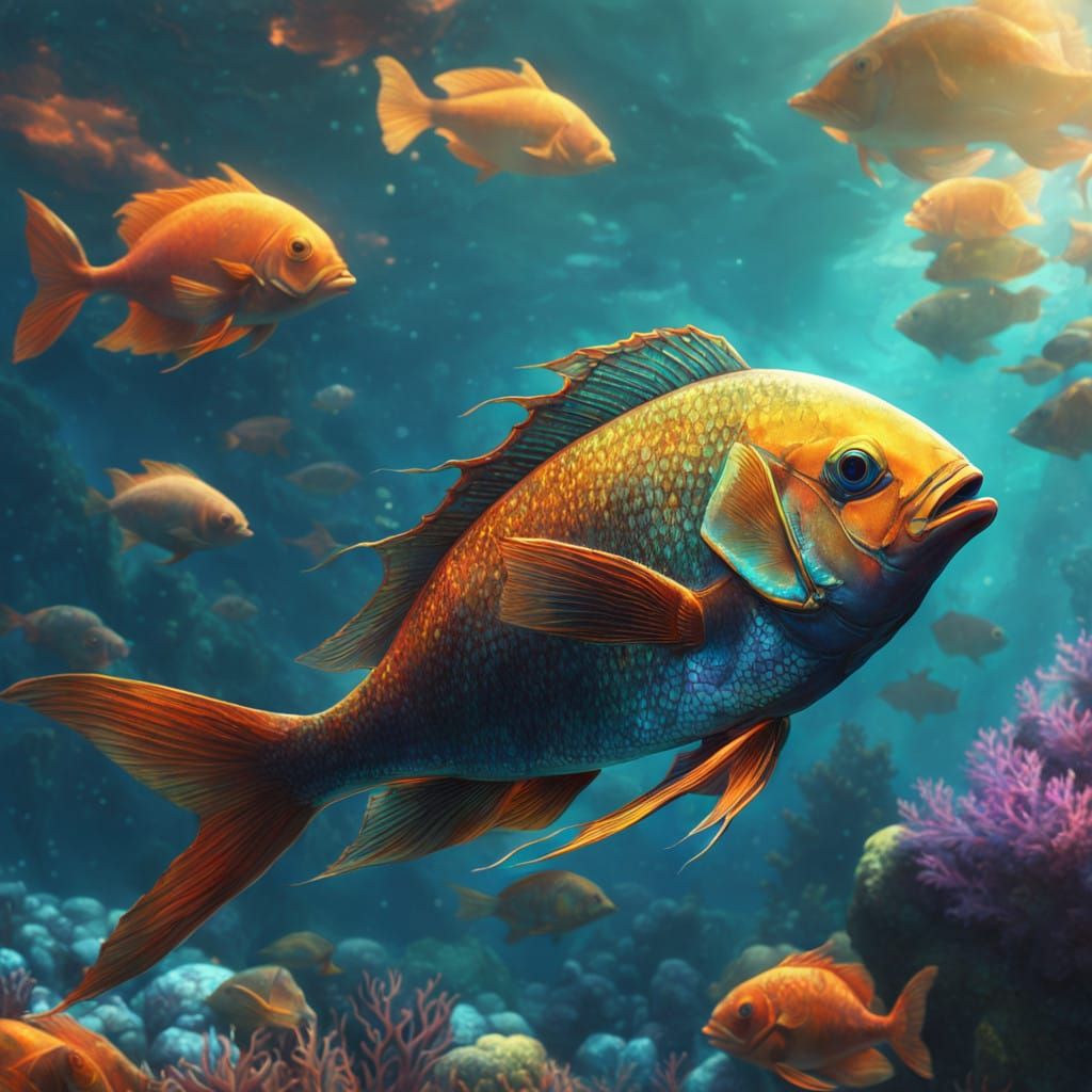 Exotic Fish Conjure Vibrant Coral Reefs in Dreamlike Scene