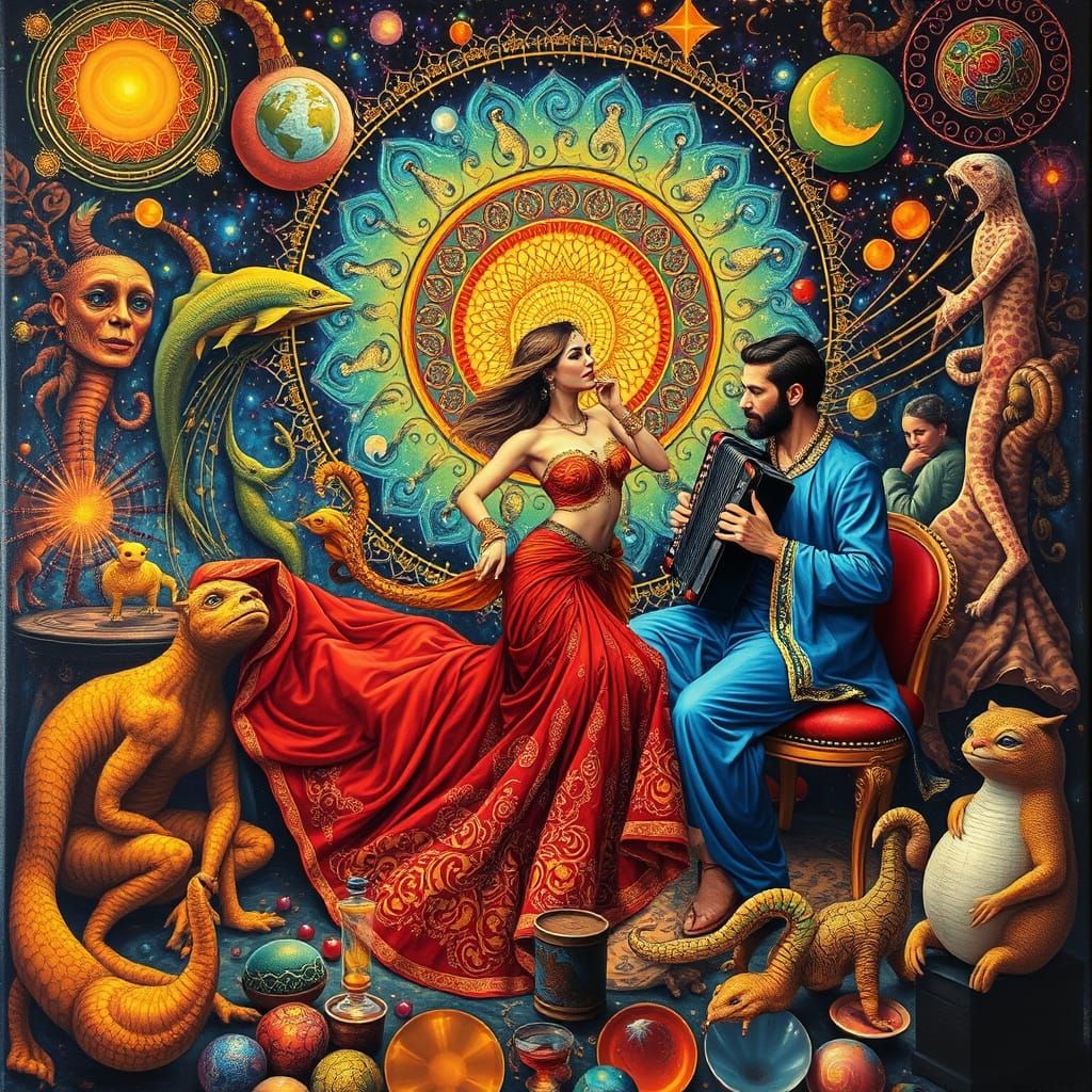 Psychedelic Utopia with Sacred Geometry, Bizarre Space Dance...